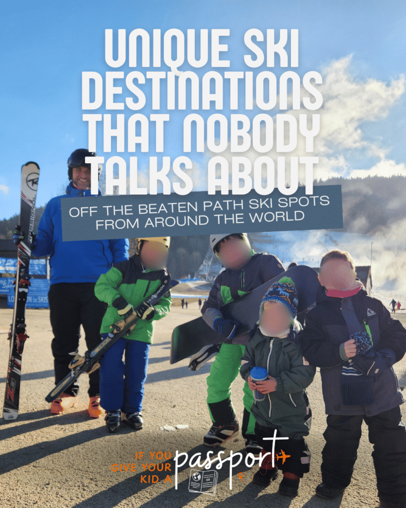 Father with four sons at Metabief France Ski Resort as a unique ski destination that nobody talks about. Off the beaten ski spots from around the world.